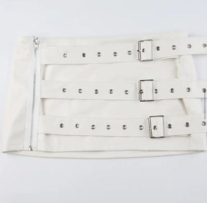 Belt  leather mini skirt